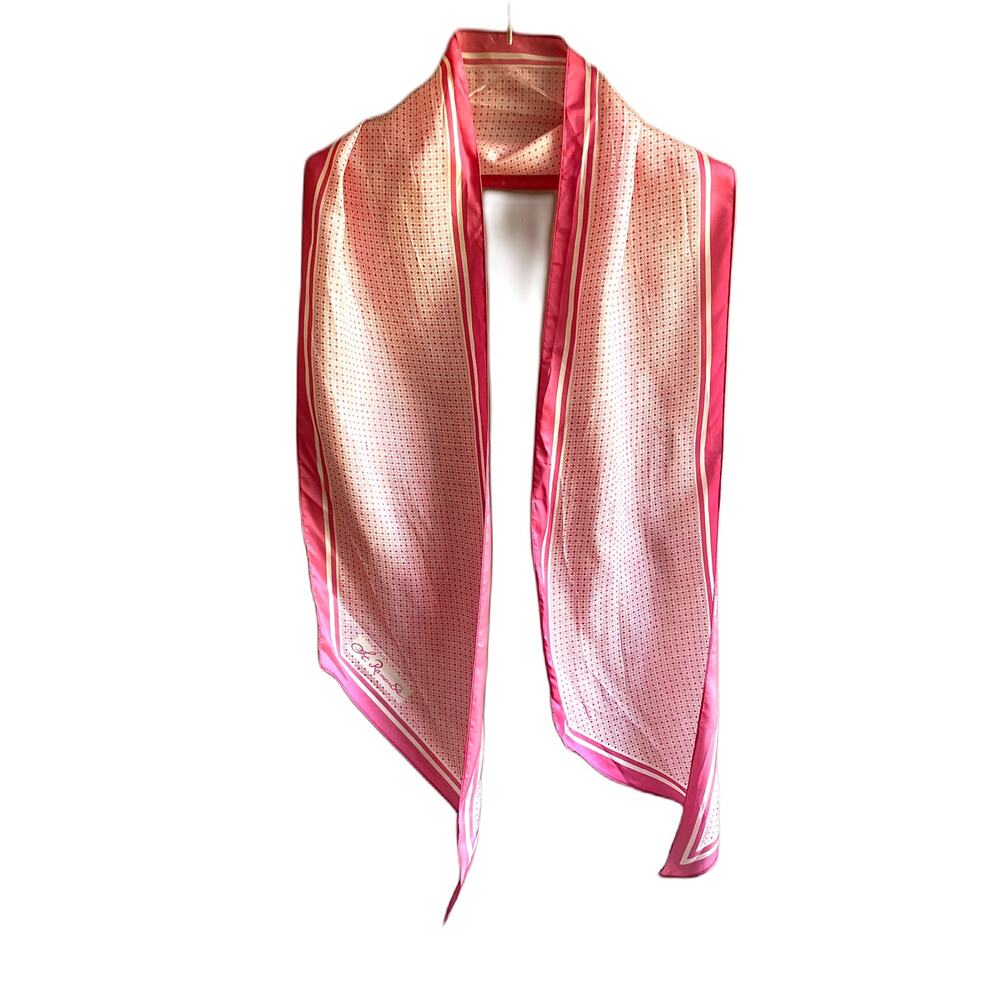 Vintage St. Ramonse Pink White Printed Rectangular Scarf Neck Kerchief Retro - Picture 3 of 6